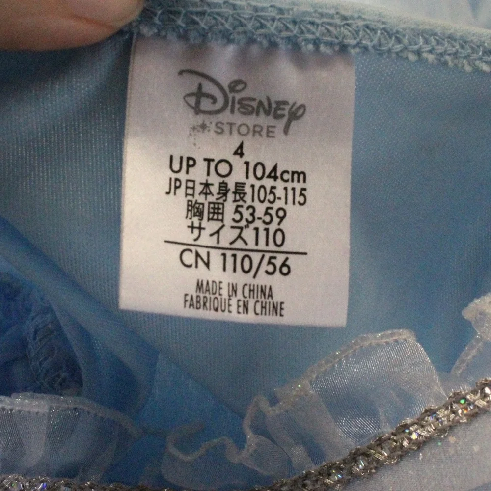 Disney Store Cinderella Costume Dress Size 4 Blue Glitter Princess Cottagecore